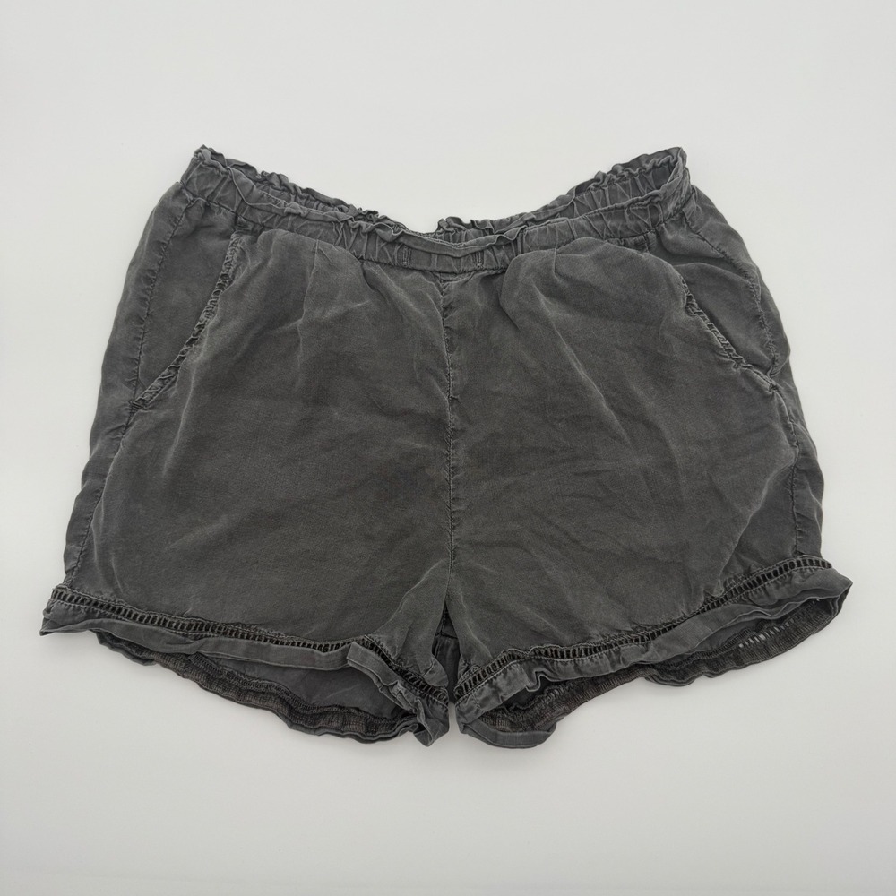 Cloth & Stone Anthropologie Dark Gray Paperbag Shorts with Eyelet Crochet Trim S